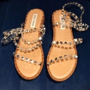 Steve Madden Women's Studded Sandals - Clear and Tan
